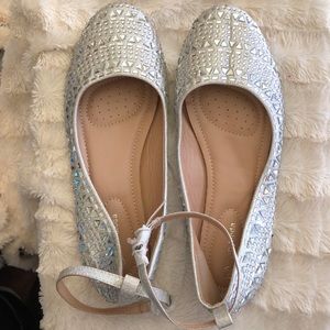 Size 10 Jeweled Silver Shoes
